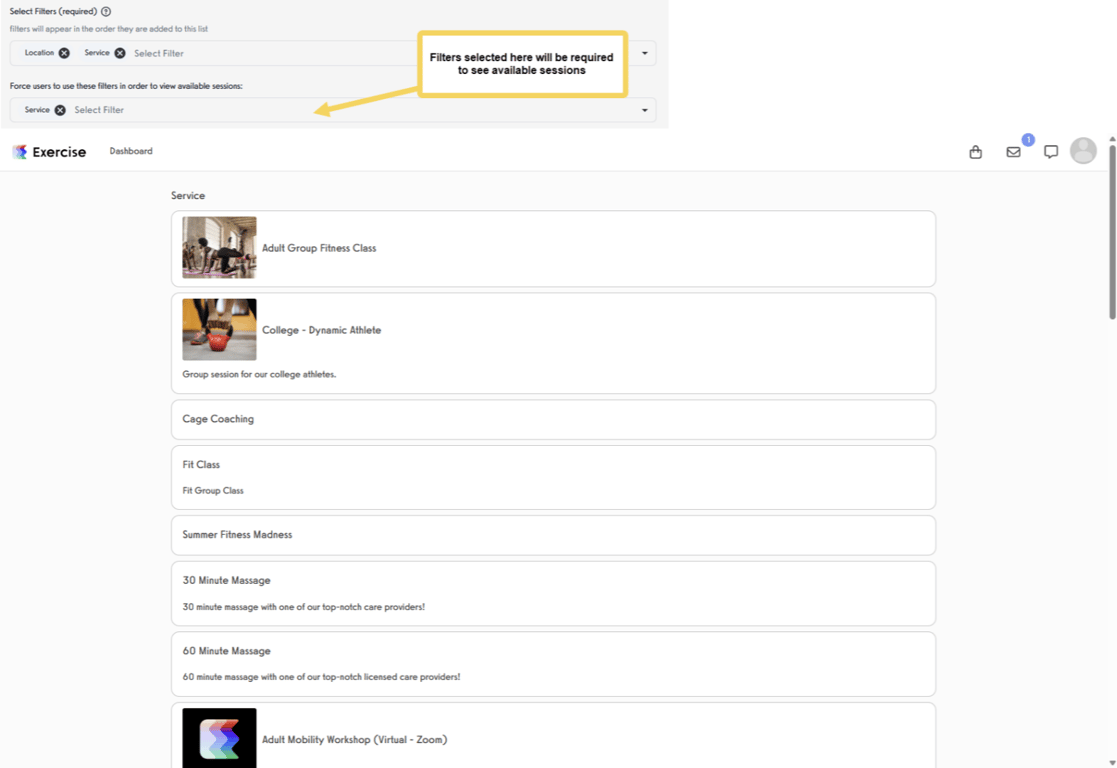 Booking Filters Required