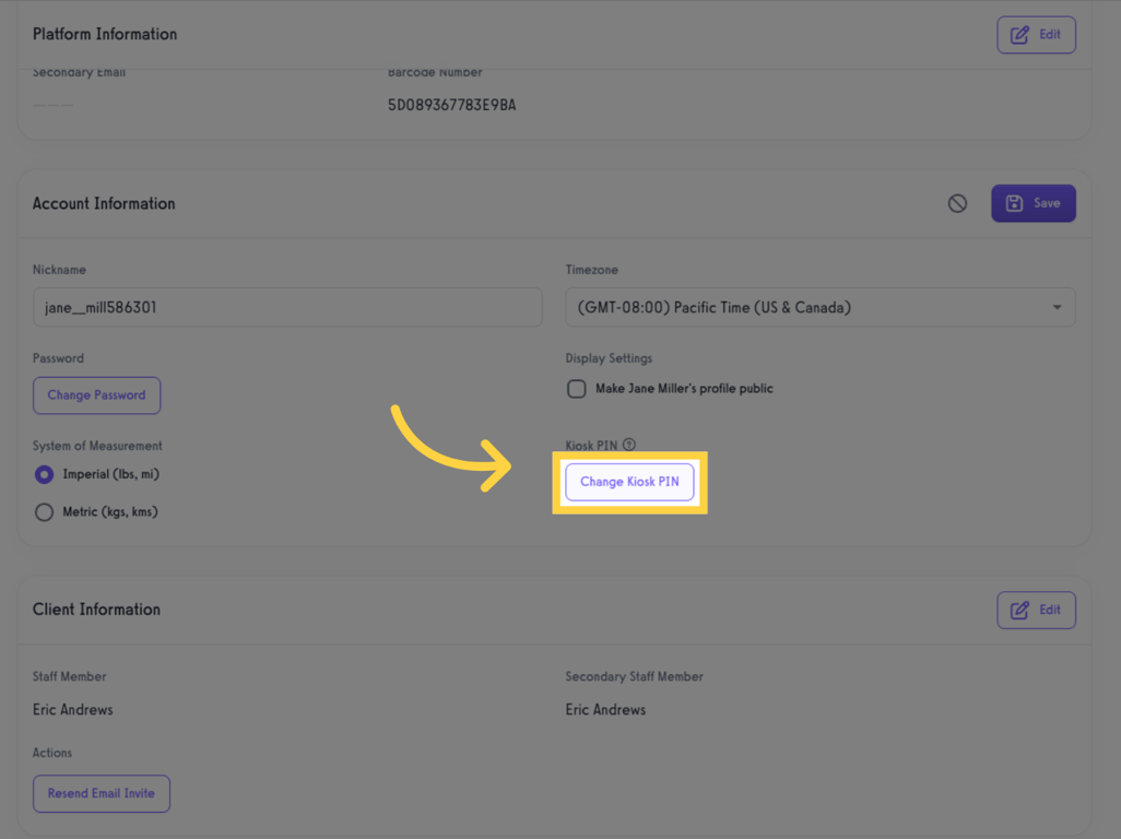 Initiate Kiosk PIN Change