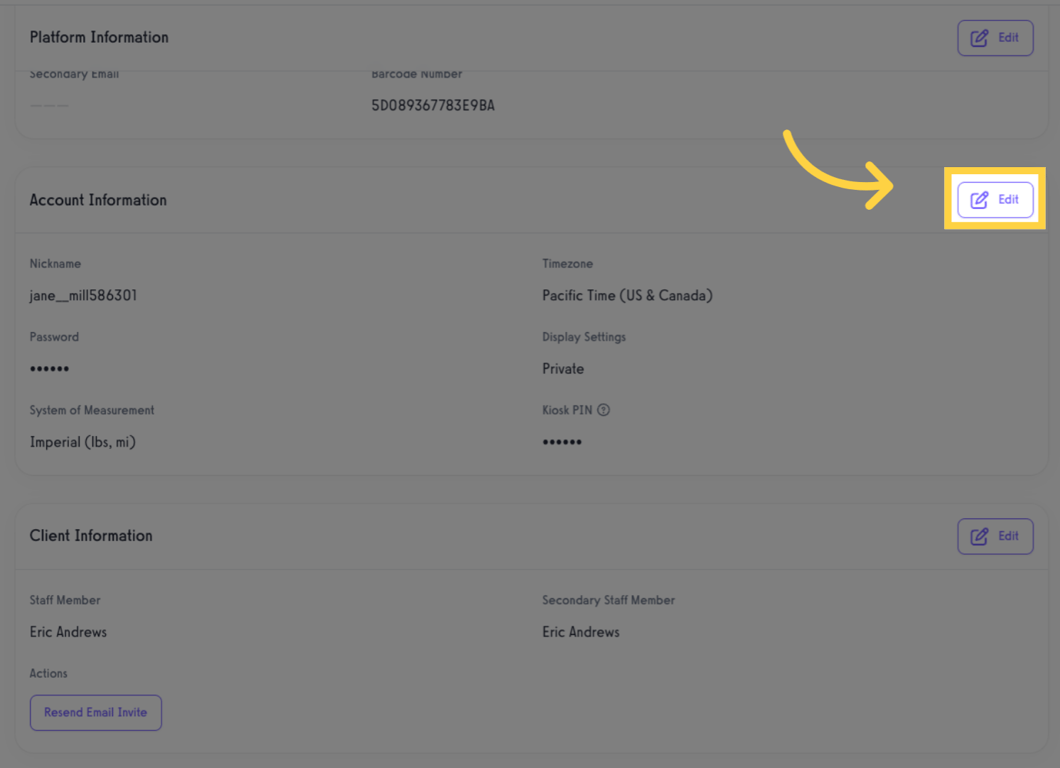 Edit Client's Account Information