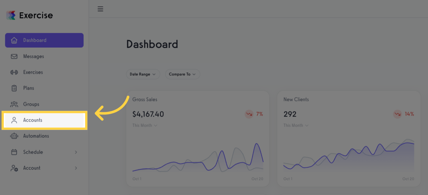 Navigate to Accounts Section