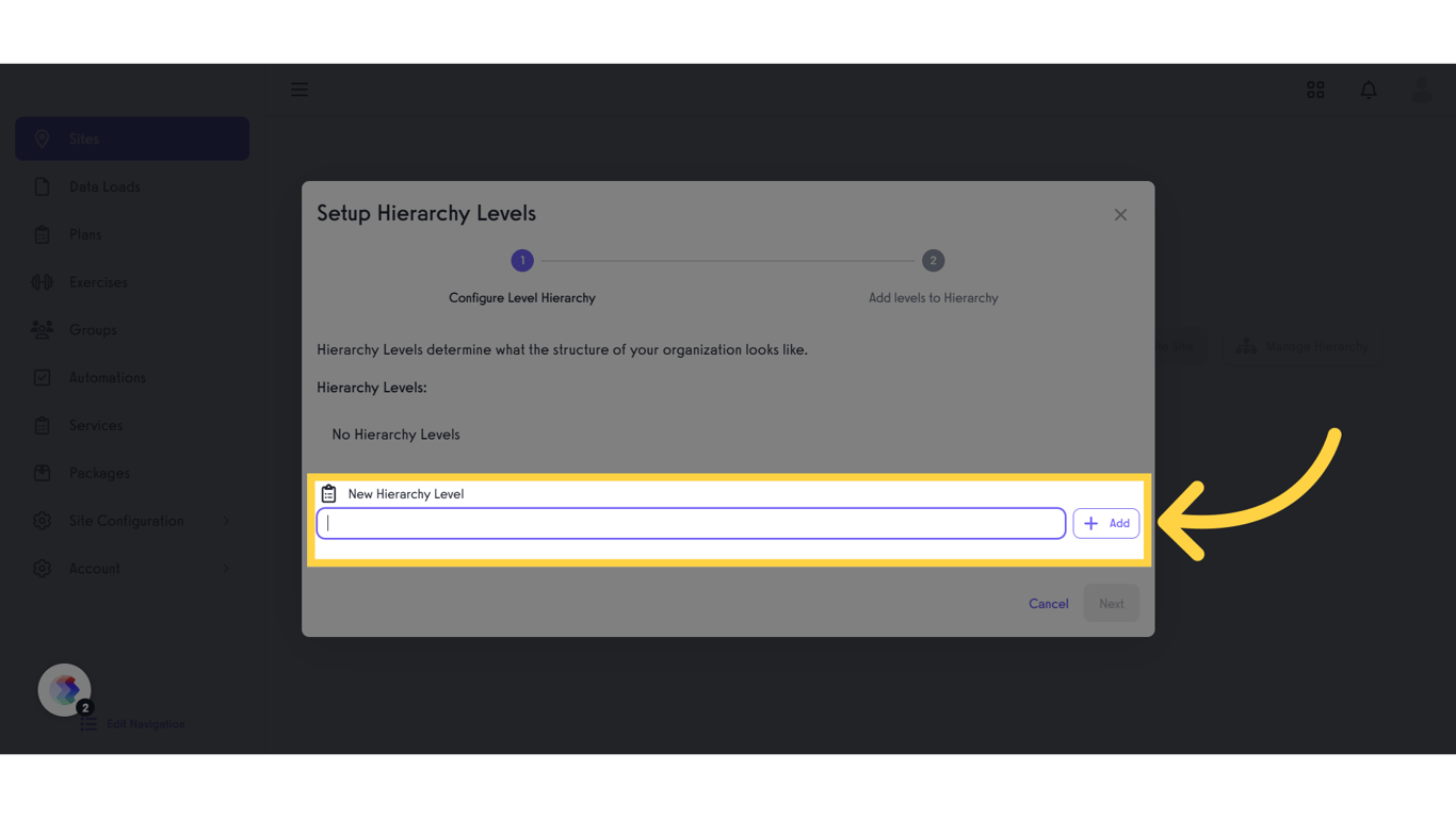 Enter Hierarchy Name