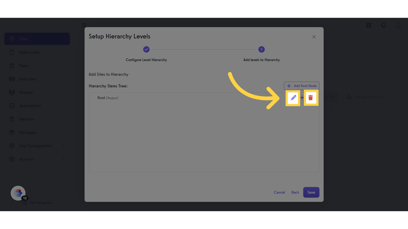 Rename or delete levels