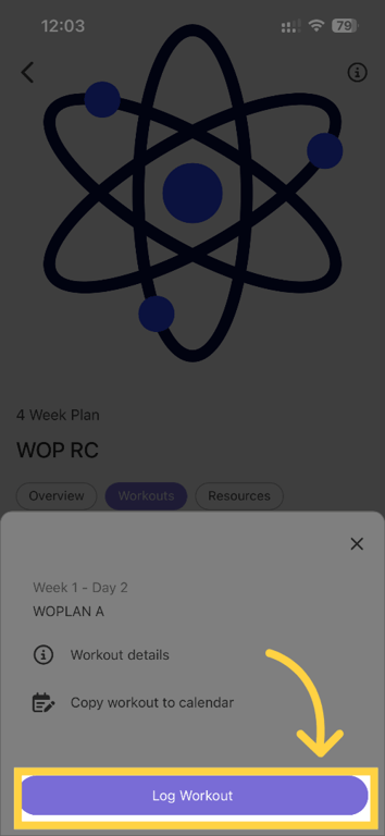 Log Workout button screenshot