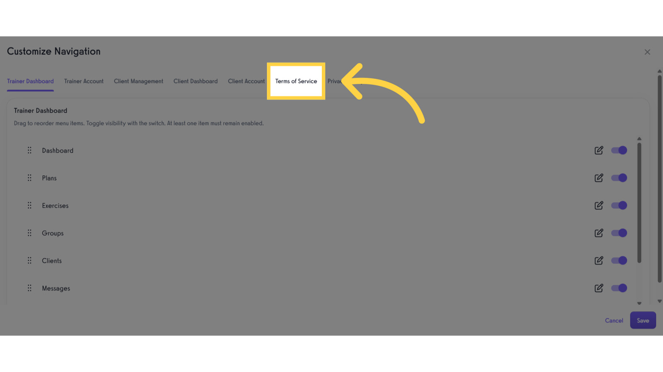 Click 'Terms of Service'