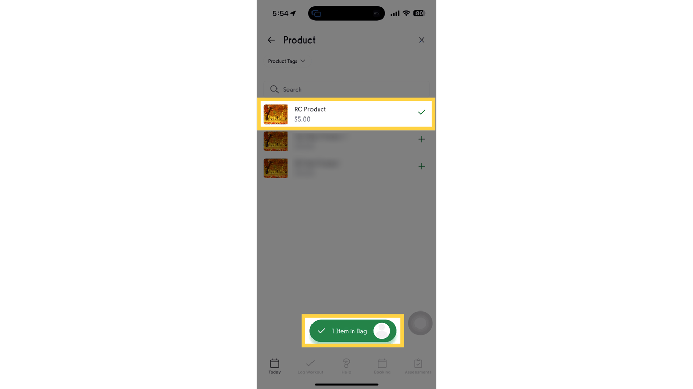 Tap “x Item in Bag”