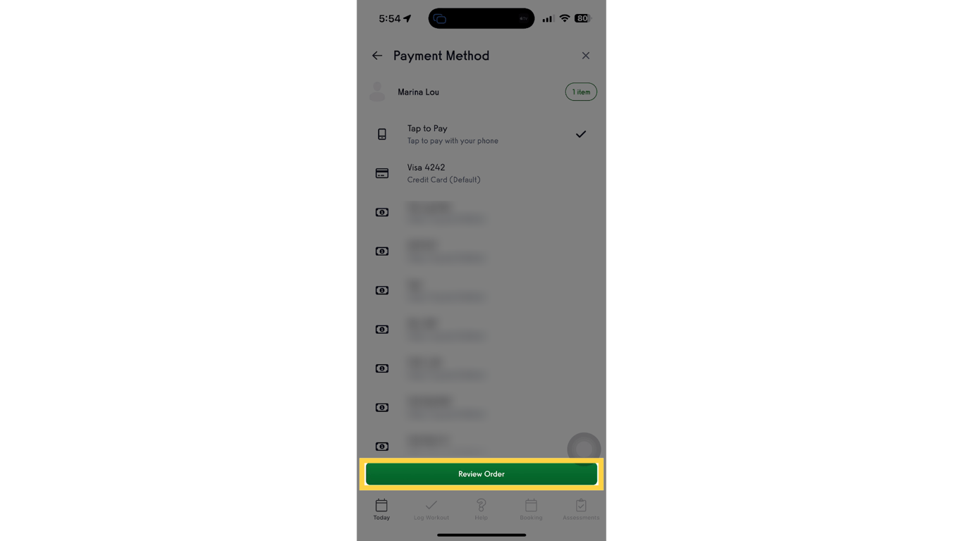 Tap “Review Order.”