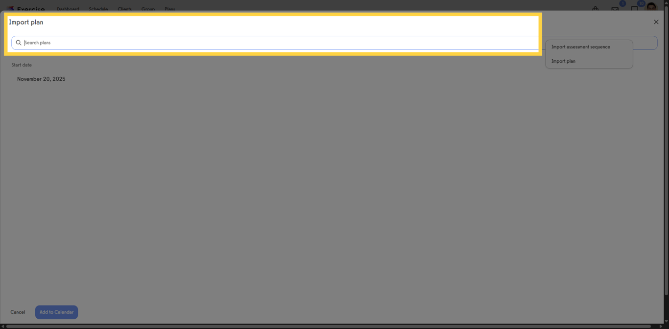 Screenshot showing Search Plans button.