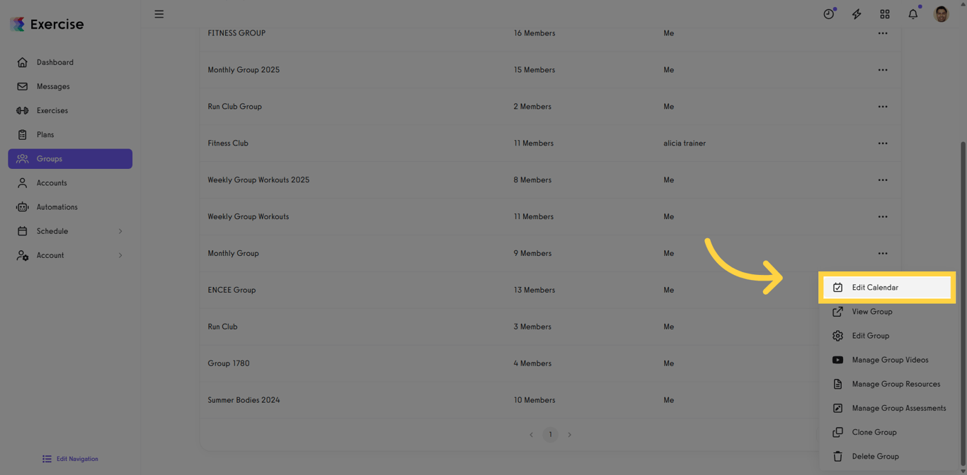 Screenshot showing Edit Calendar option.