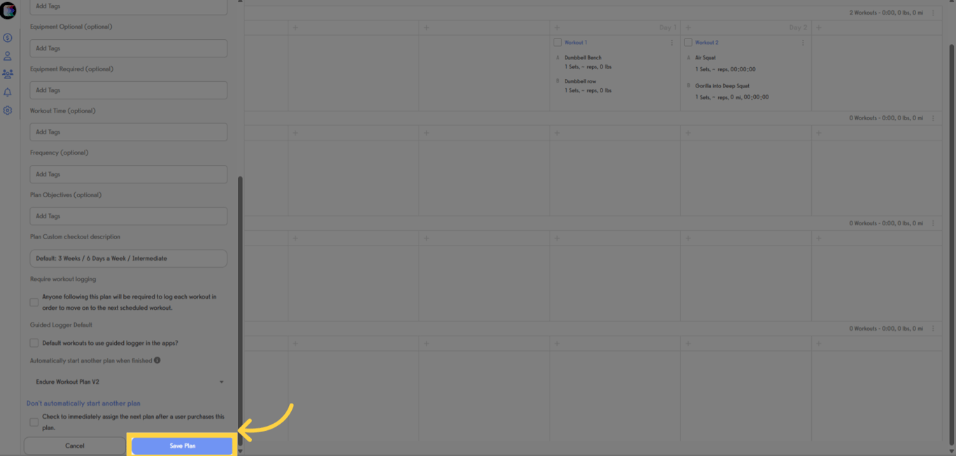 Click 'Save Plan'.