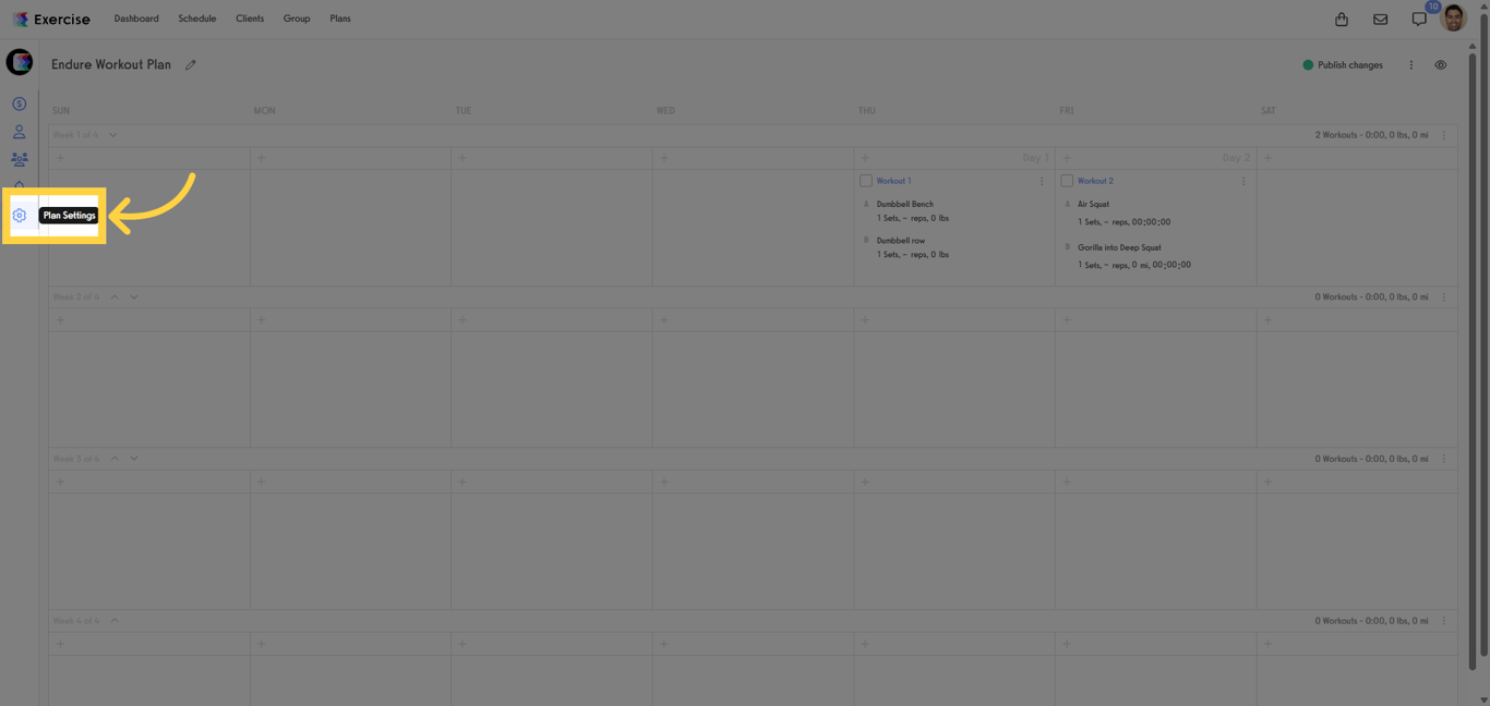 Select Plan Settings.
