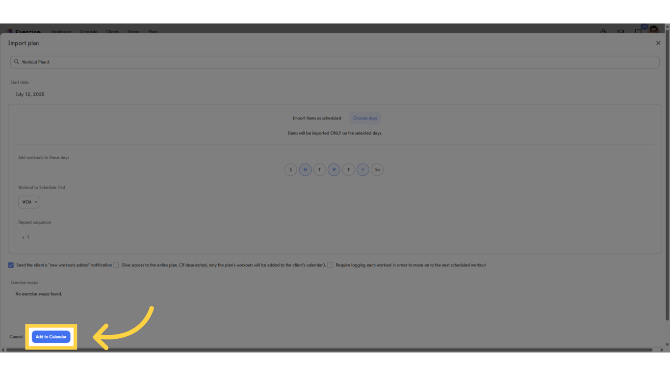 Click 'Add to Calendar' button.