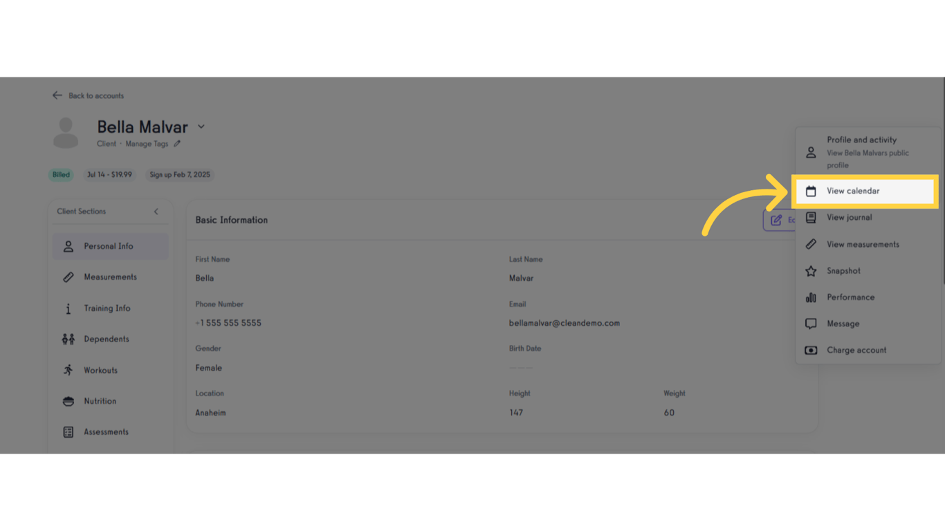 Click 'View calendar'.