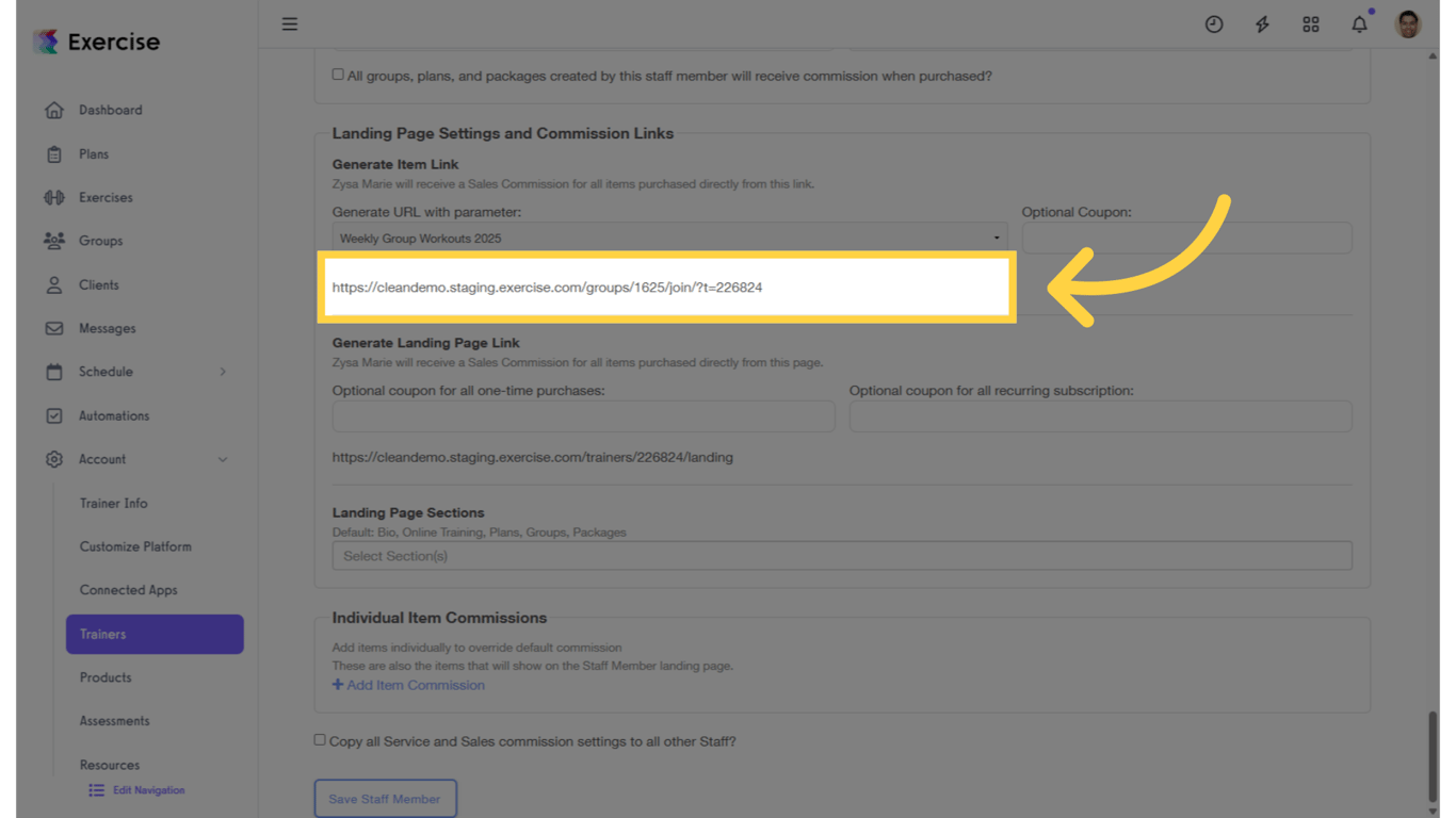 Generated Custom Link.