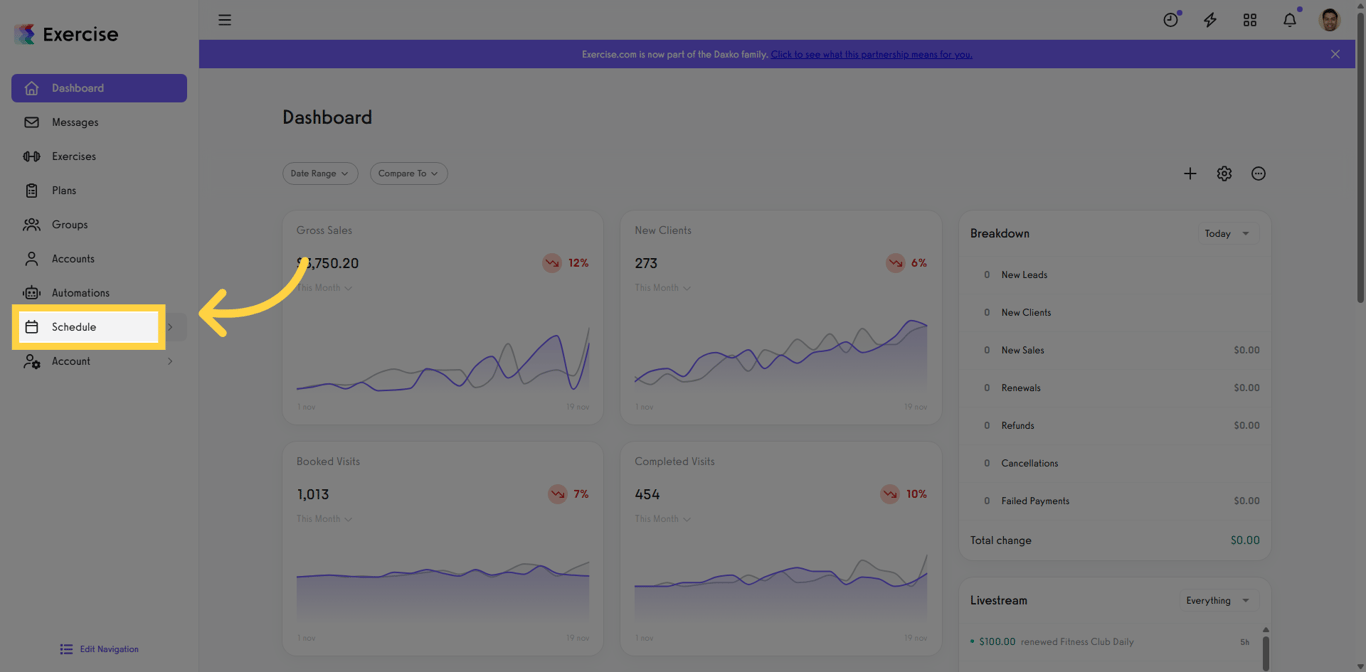 Click the Schedule tab