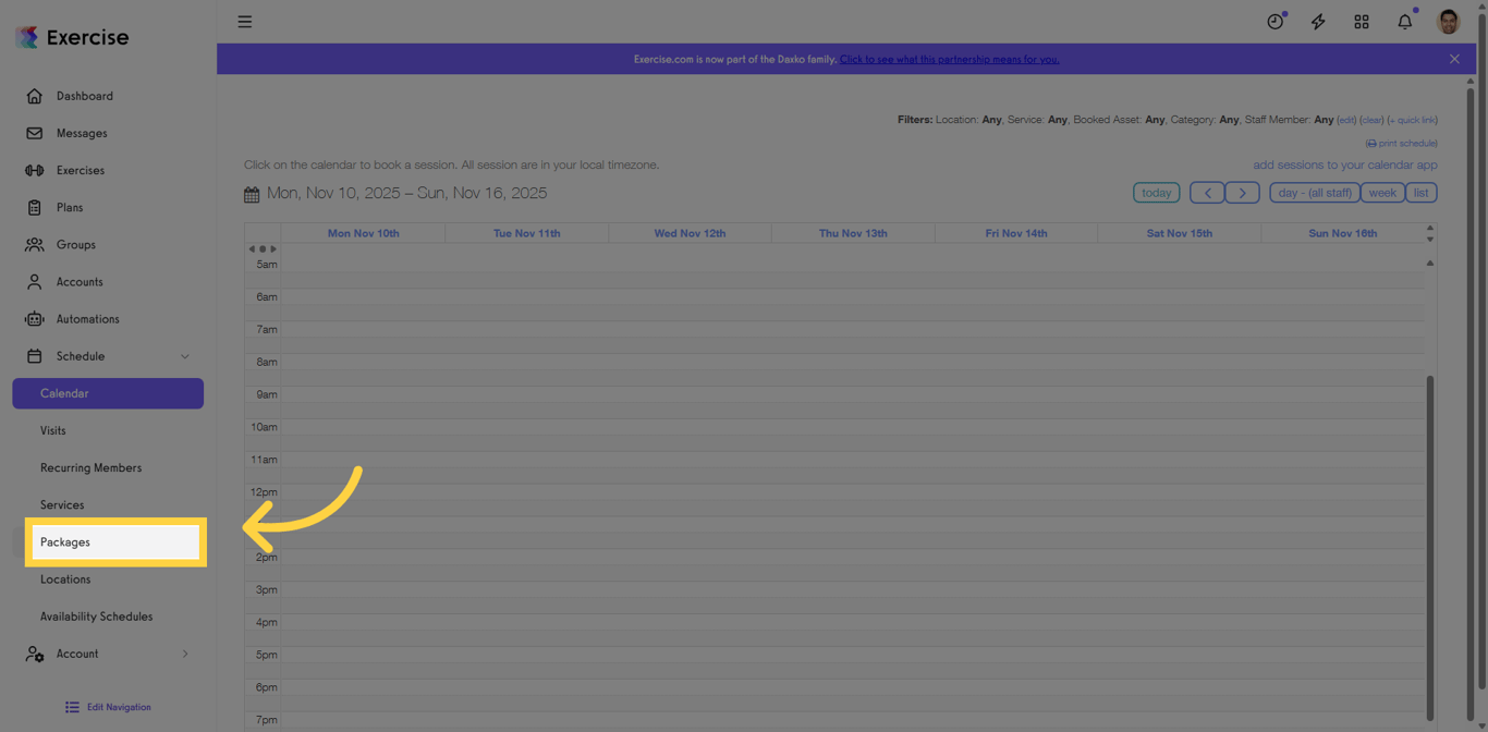 Open the Packages section