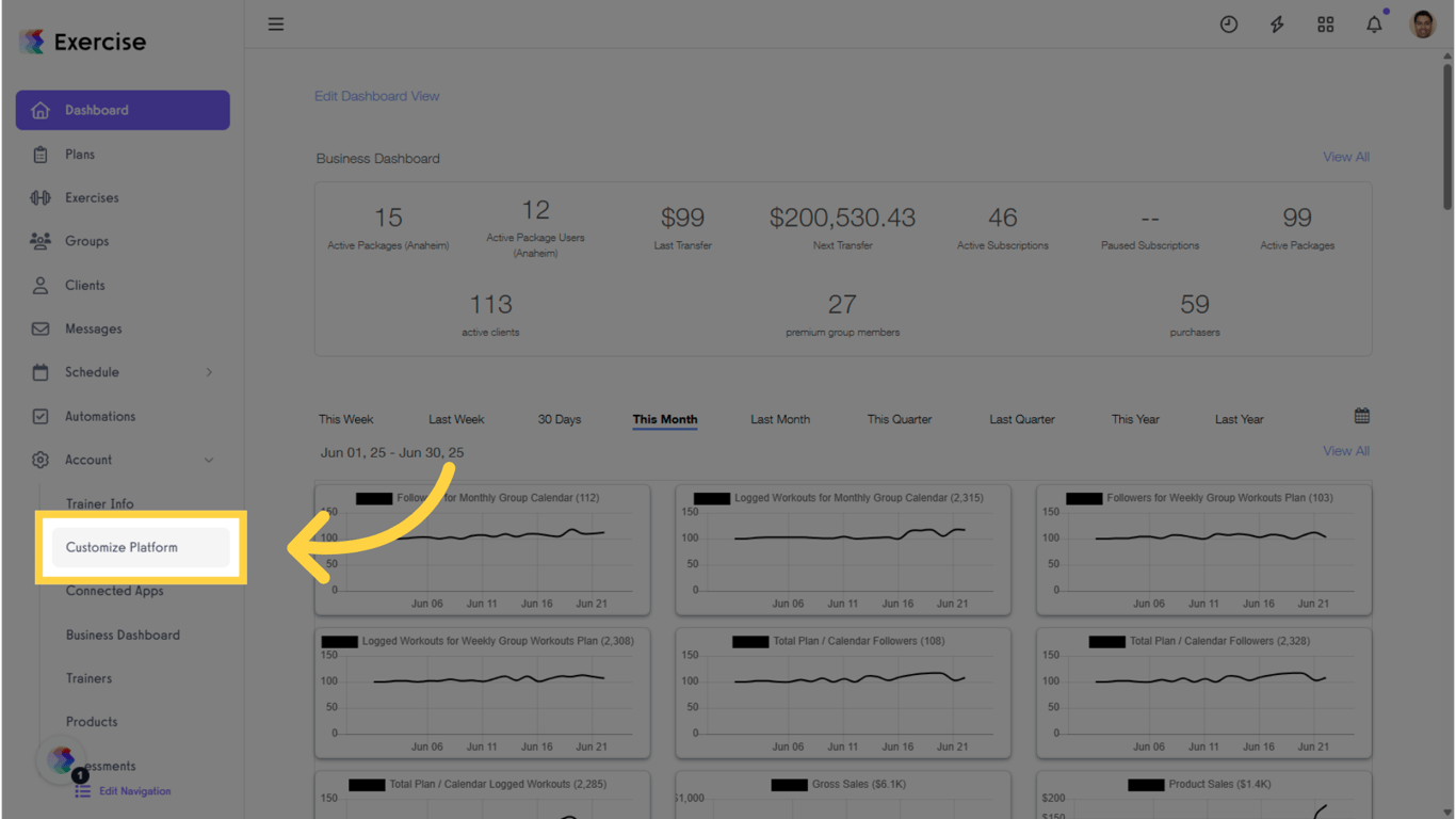 Click 'Customize Platform.'