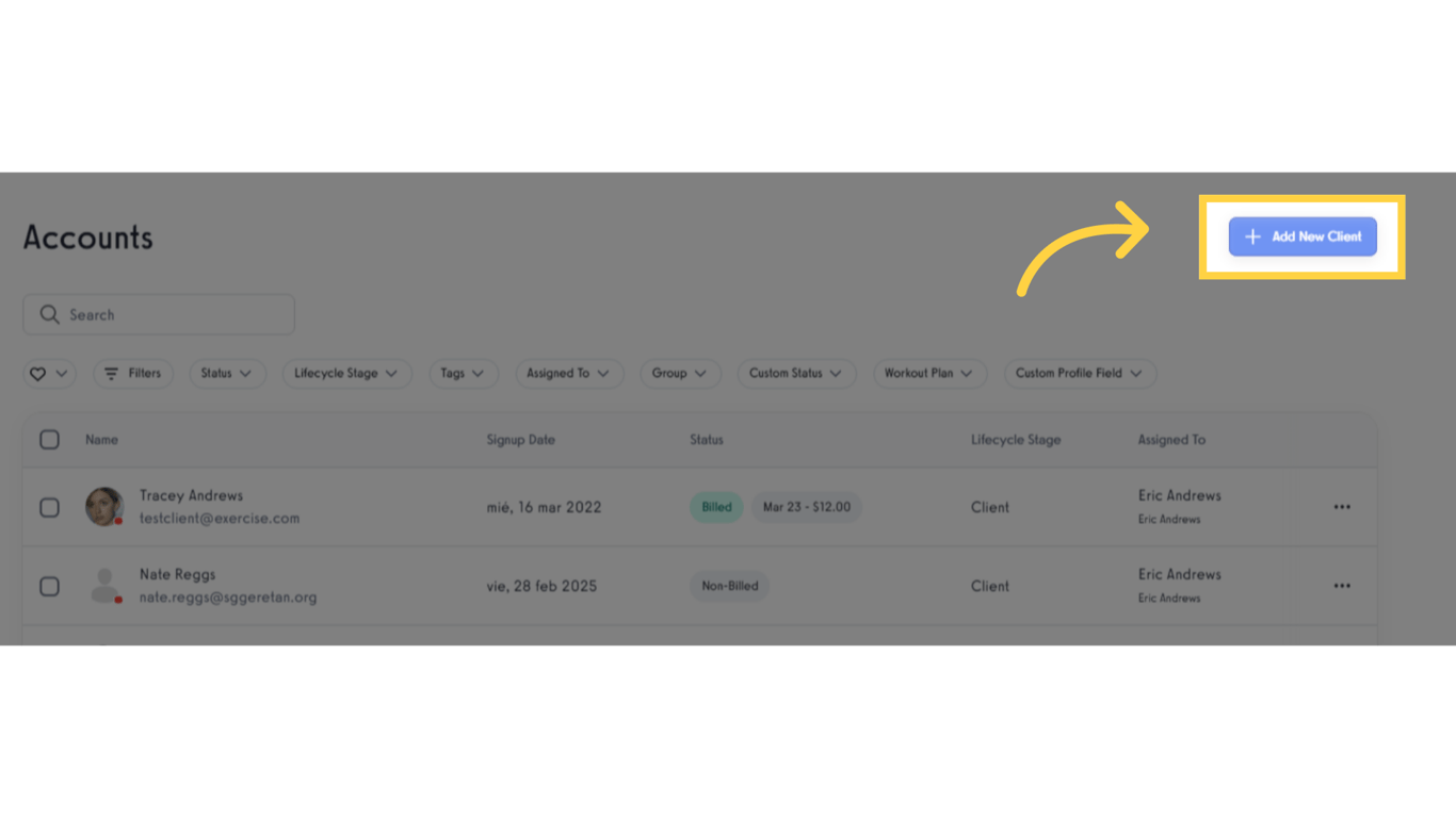 Click 'Add New Client'.