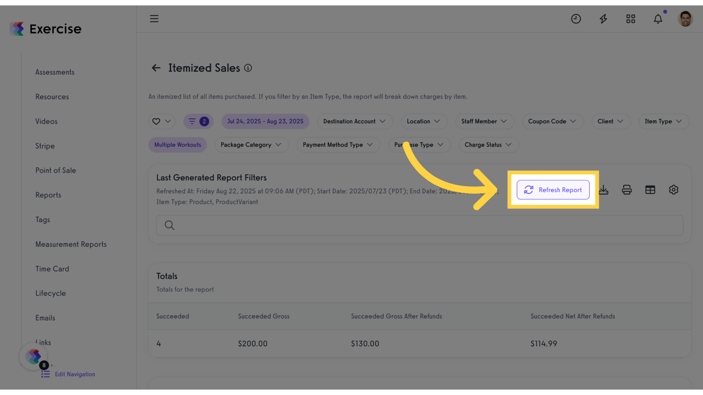 Click 'Refresh Report'