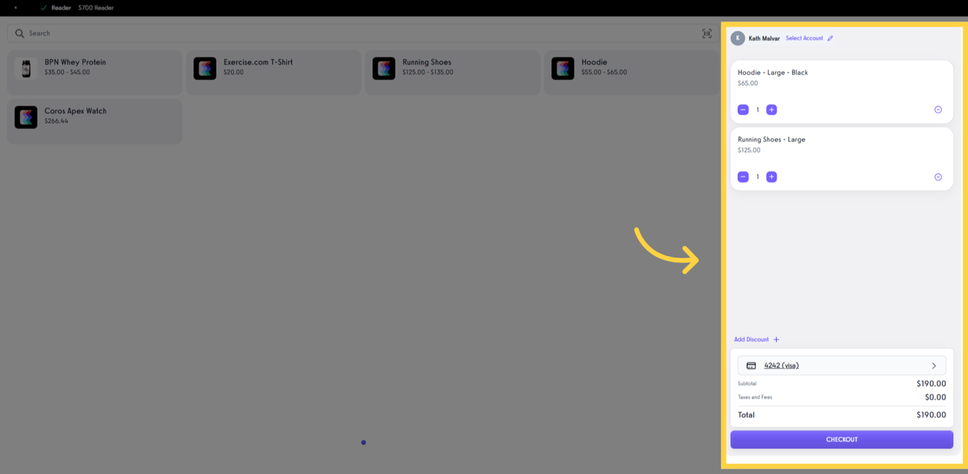 Select a product and click CHECKOUT.