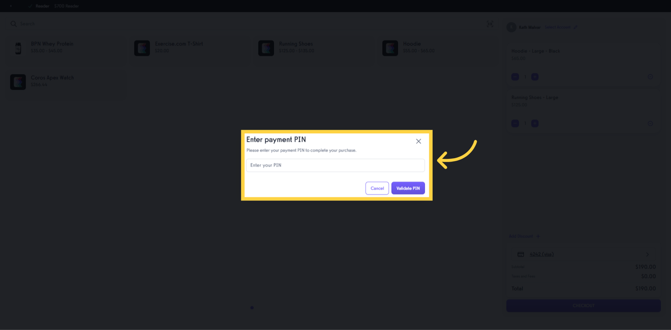 Enter your PIN to confirm the purchase.