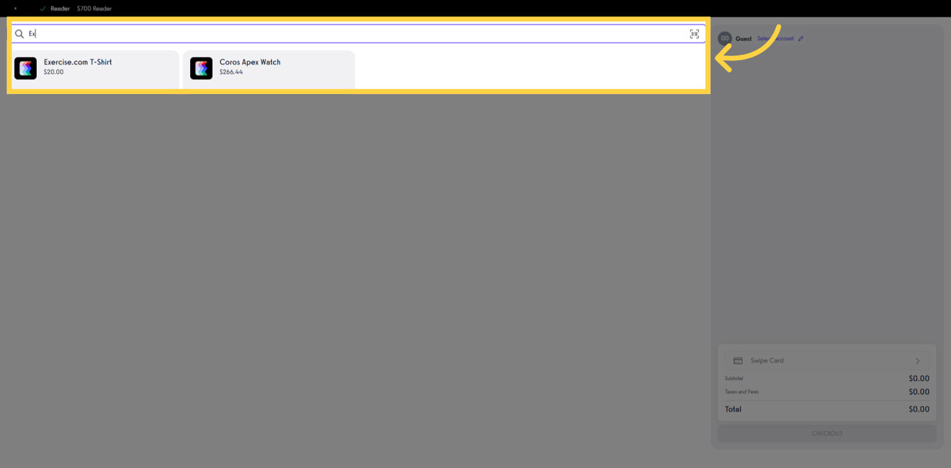 Search for a product using the search field.