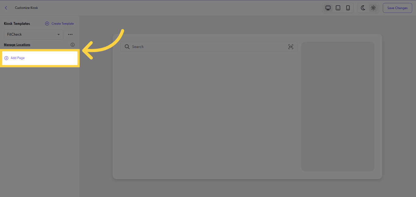 Add a page to your kiosk layout.