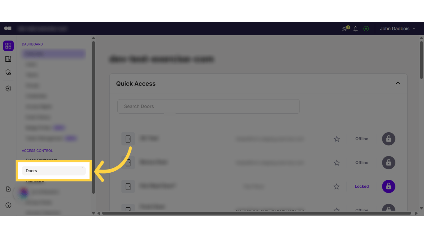 Click “Doors” from the sidebar menu.