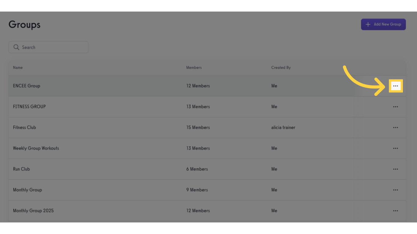 Select a group and click the ellipsis to open the menu.