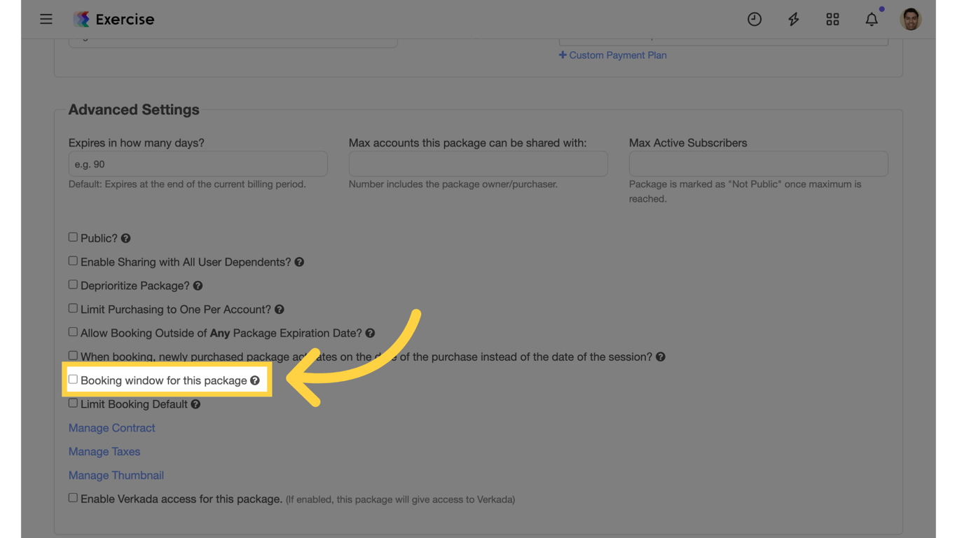 Enable Booking Window