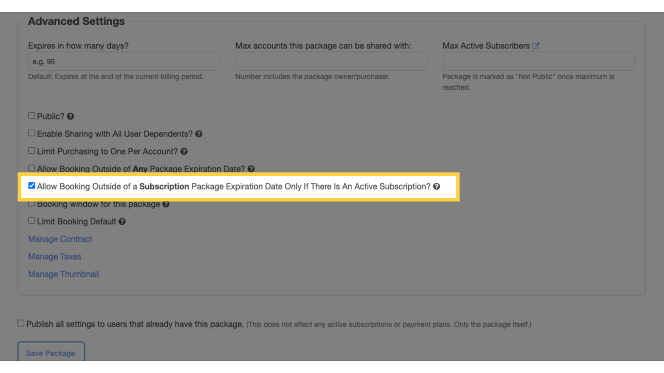 Tick checkbox to limit booking option.