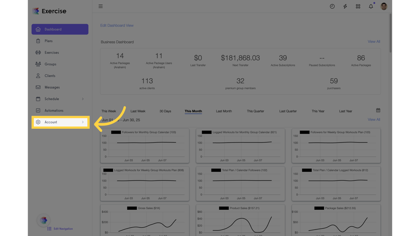 Click on 'Account' menu.