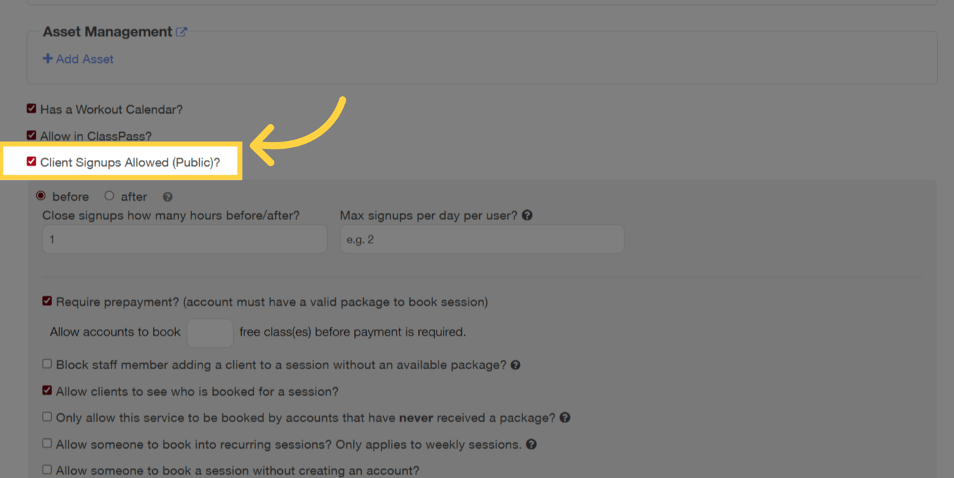 Enable 'Client Signups Allowed (Public)?