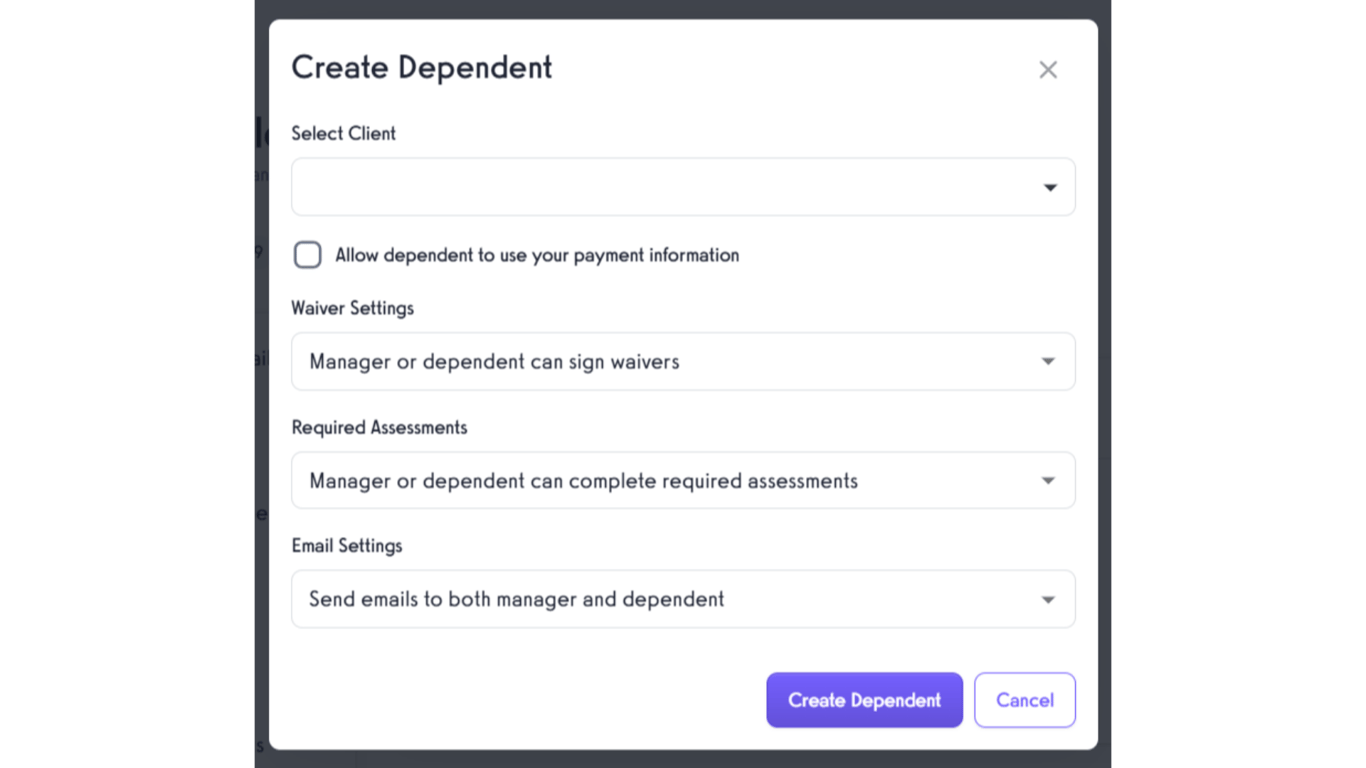 Fill in the dependent details.