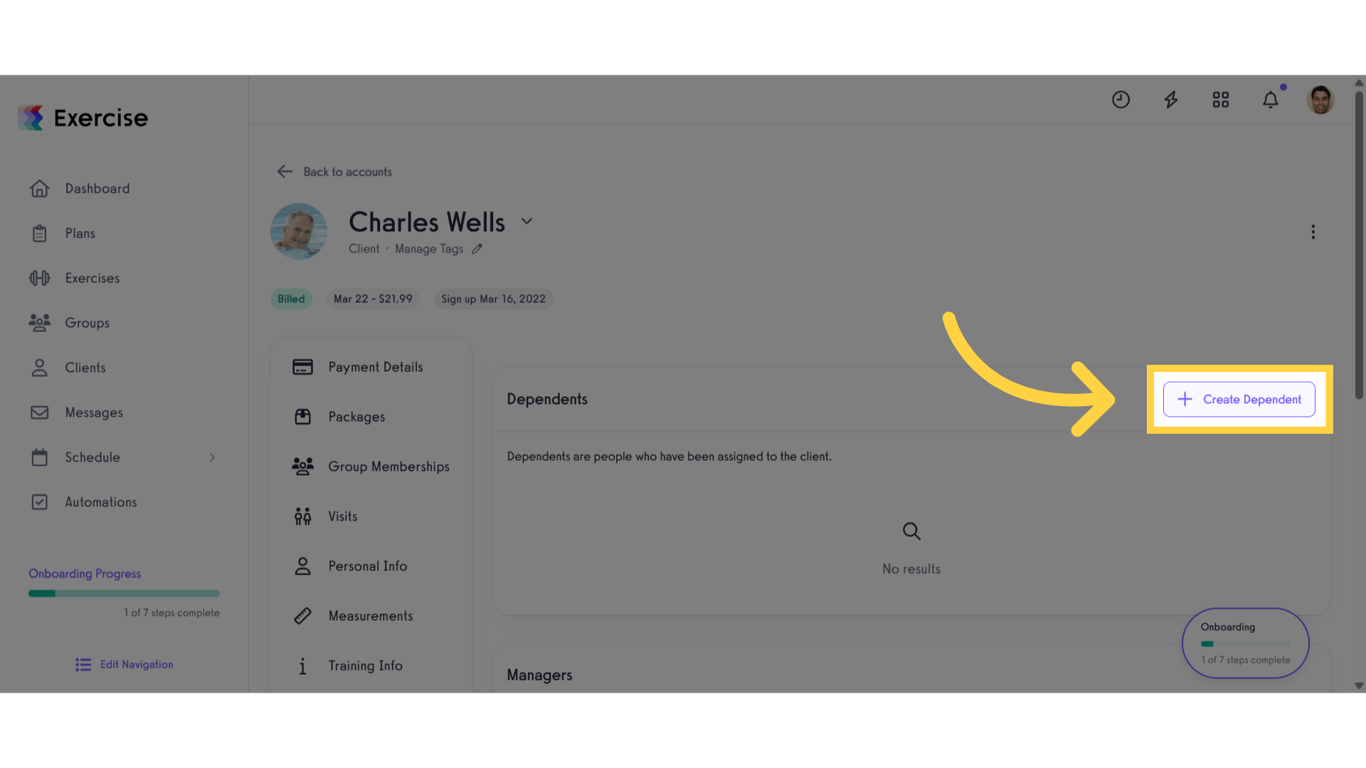 Click 'Create Dependent'.