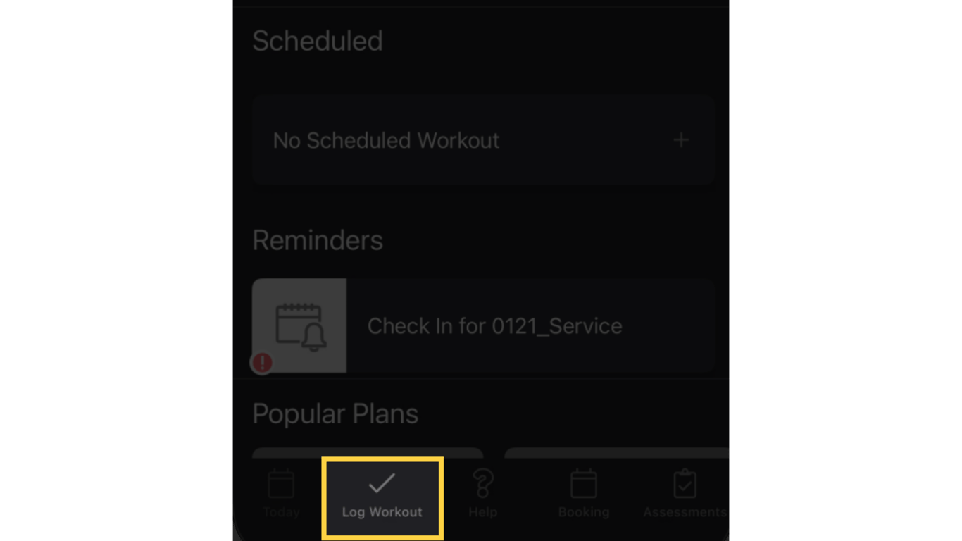 Click on 'Log Workout'