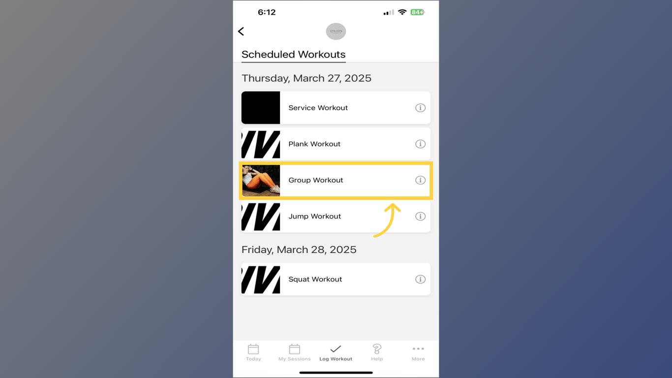 Select Group Calendar Workout
