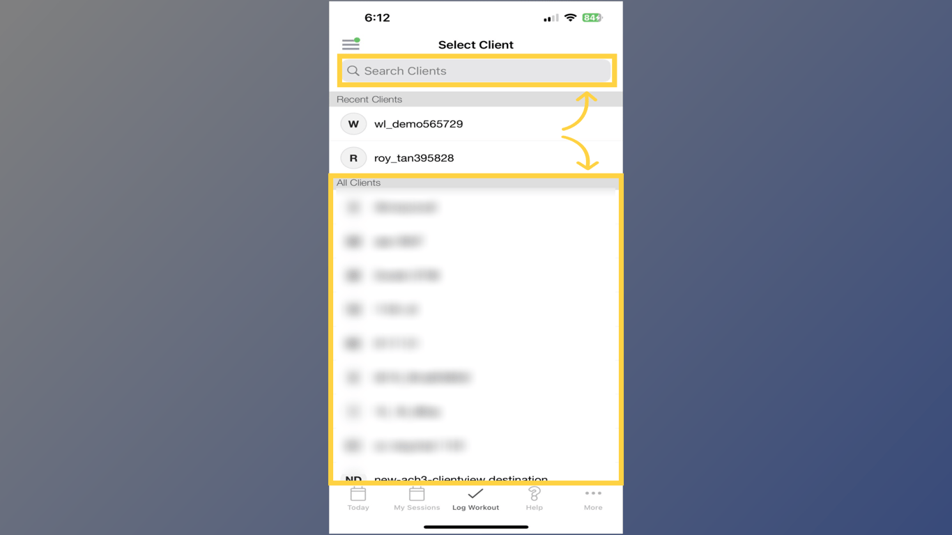 Search or Select Client