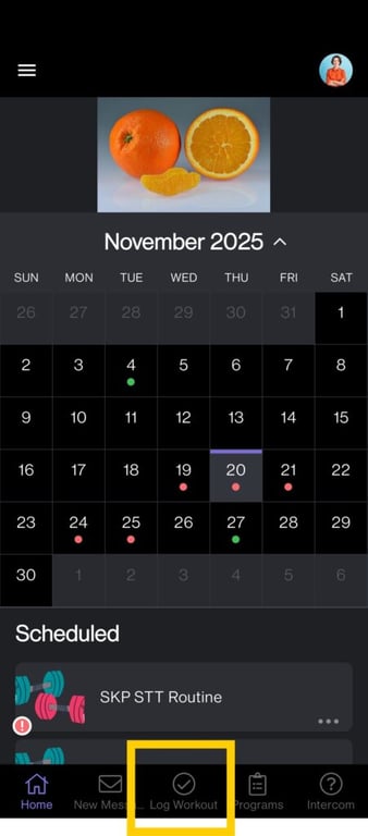 Tap Log from the Dashboard