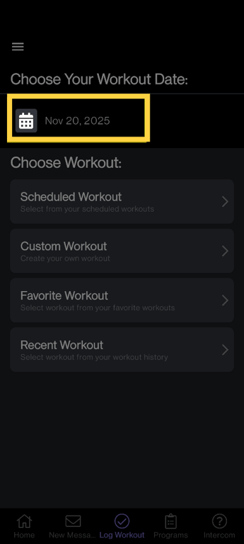 Change the workout date