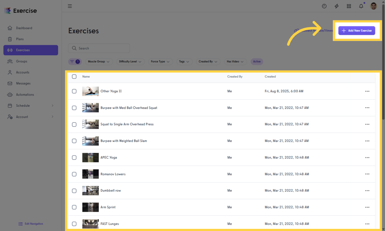 Edit or create an exercise.