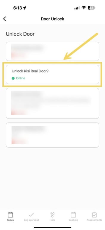 Client Kisi app view showing unlock option