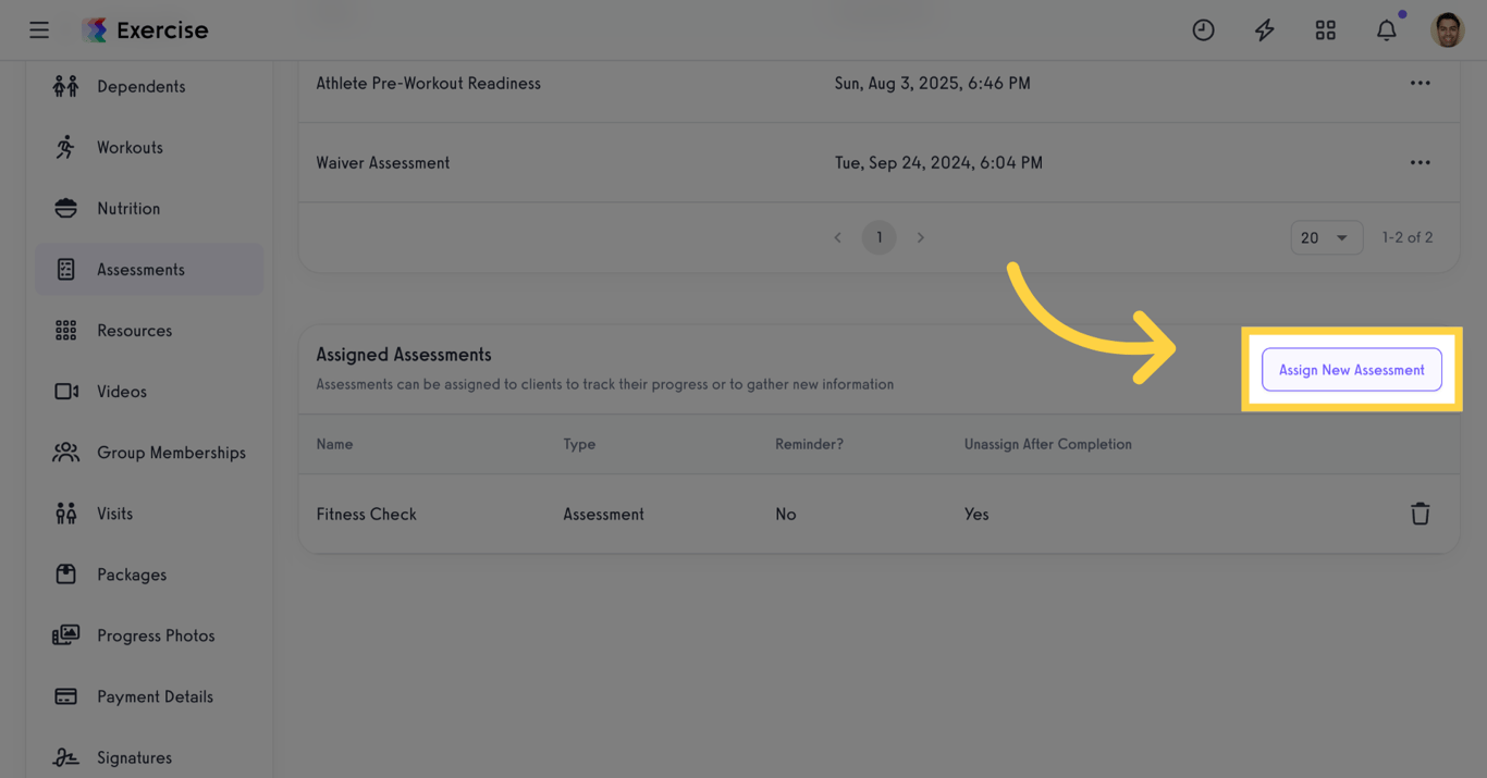 Assign New Assessment