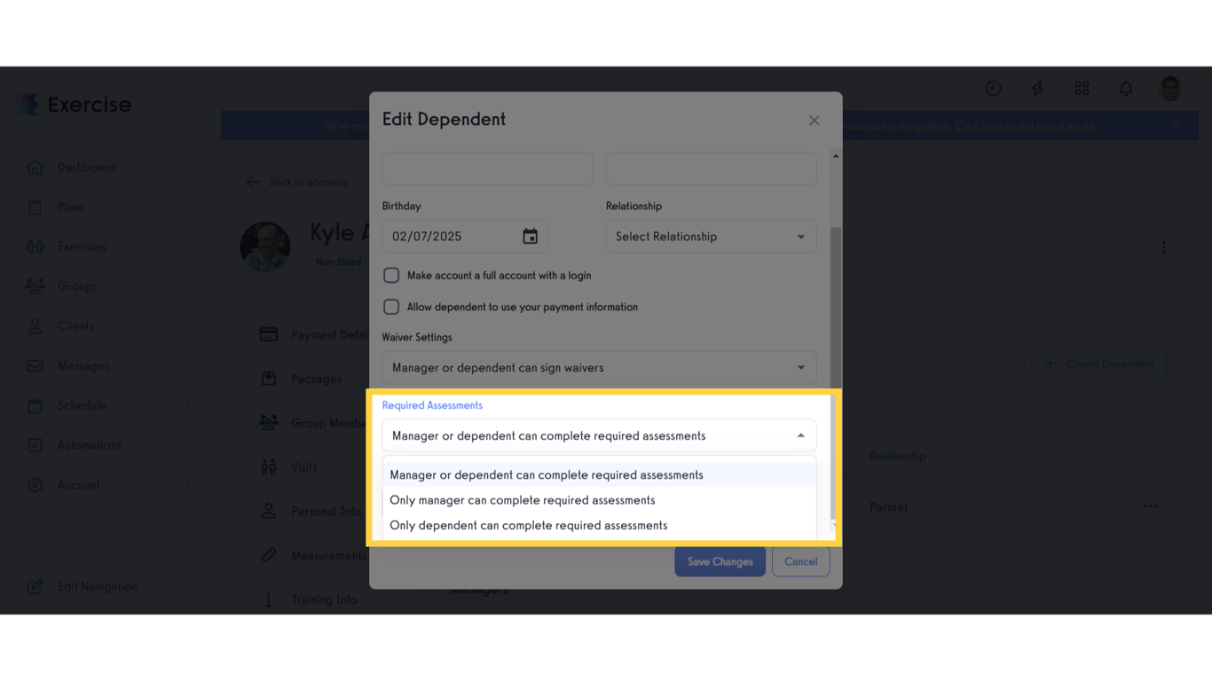 Required Assessments.