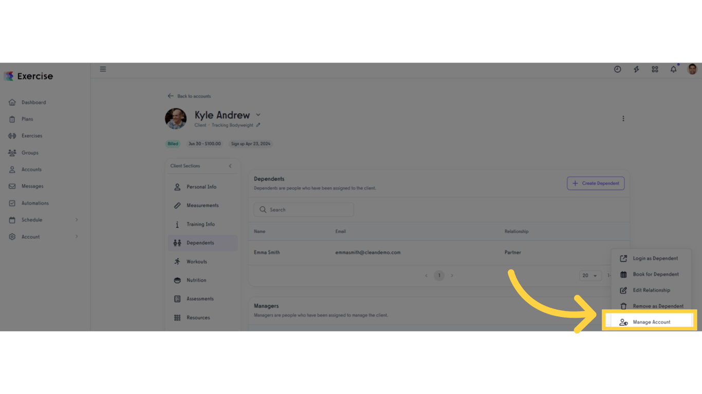 Click 'Manage Account'.