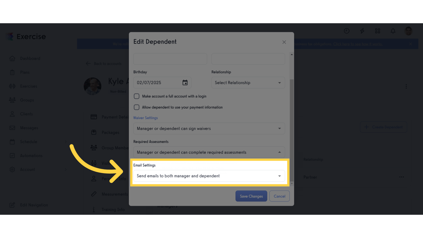 Select Email Settings.