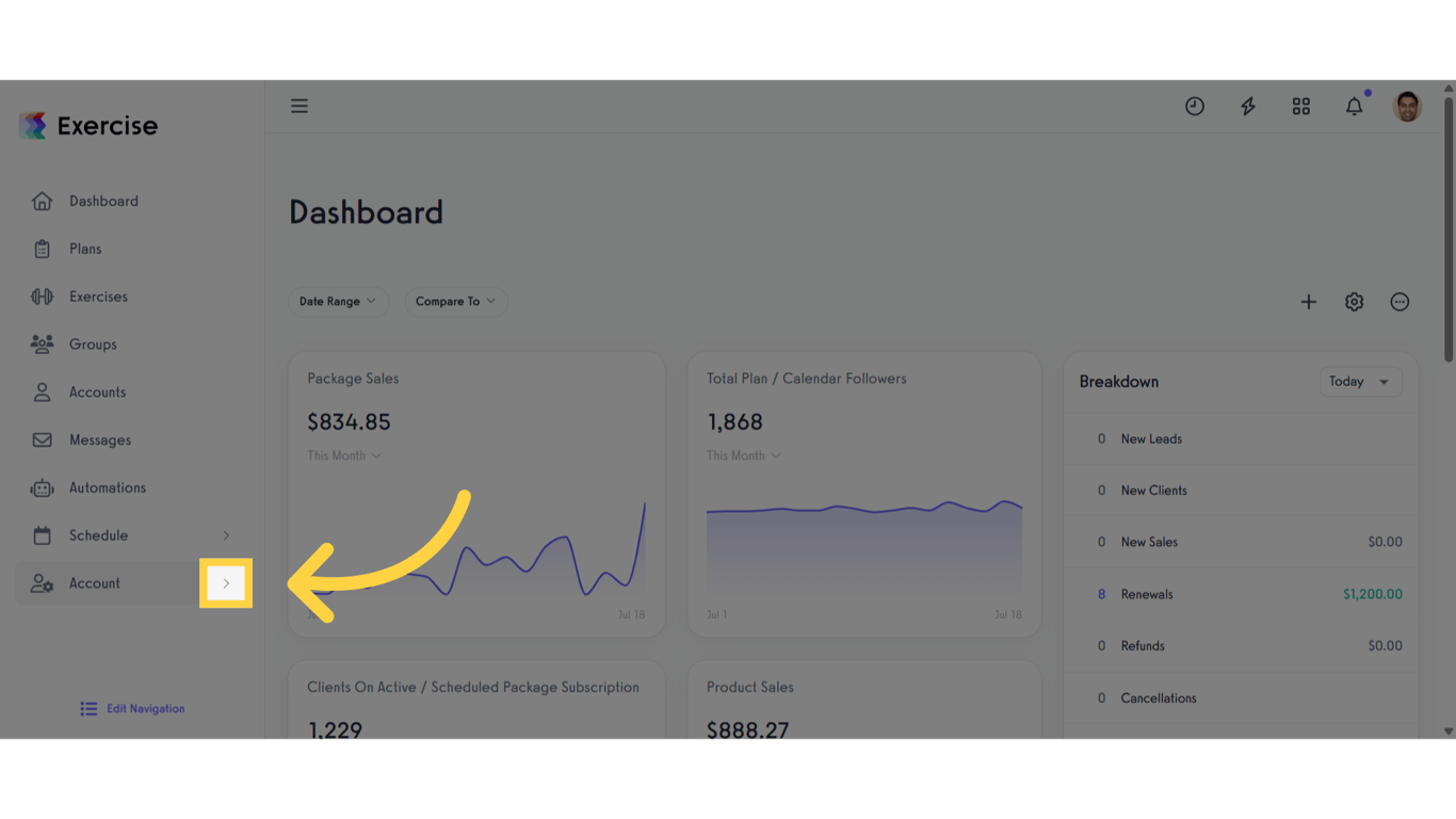 Click the arrow menu