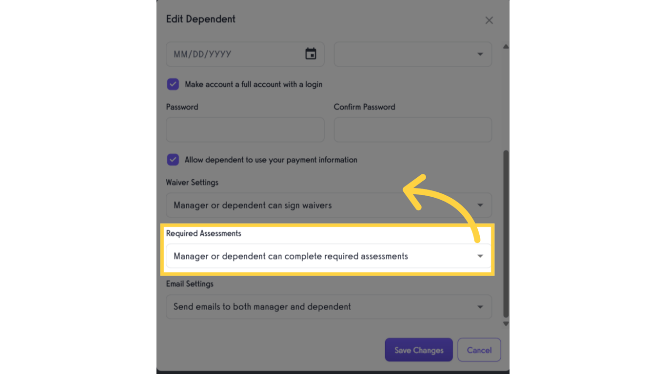 Select Required Assessments