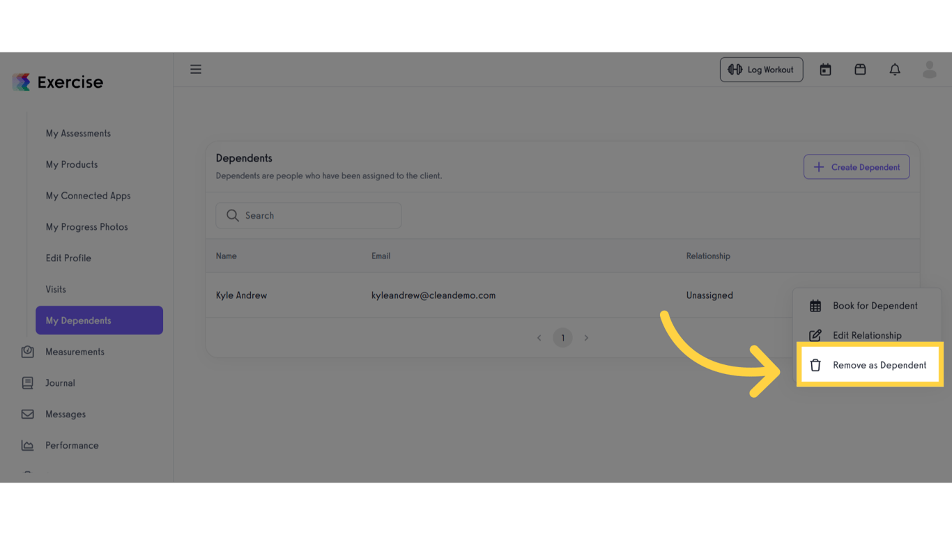 Click 'Remove as Dependent