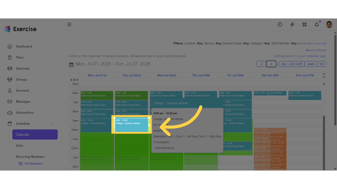 Select an appointment