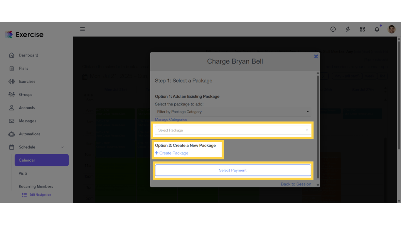 Select a Package or Create a New Package